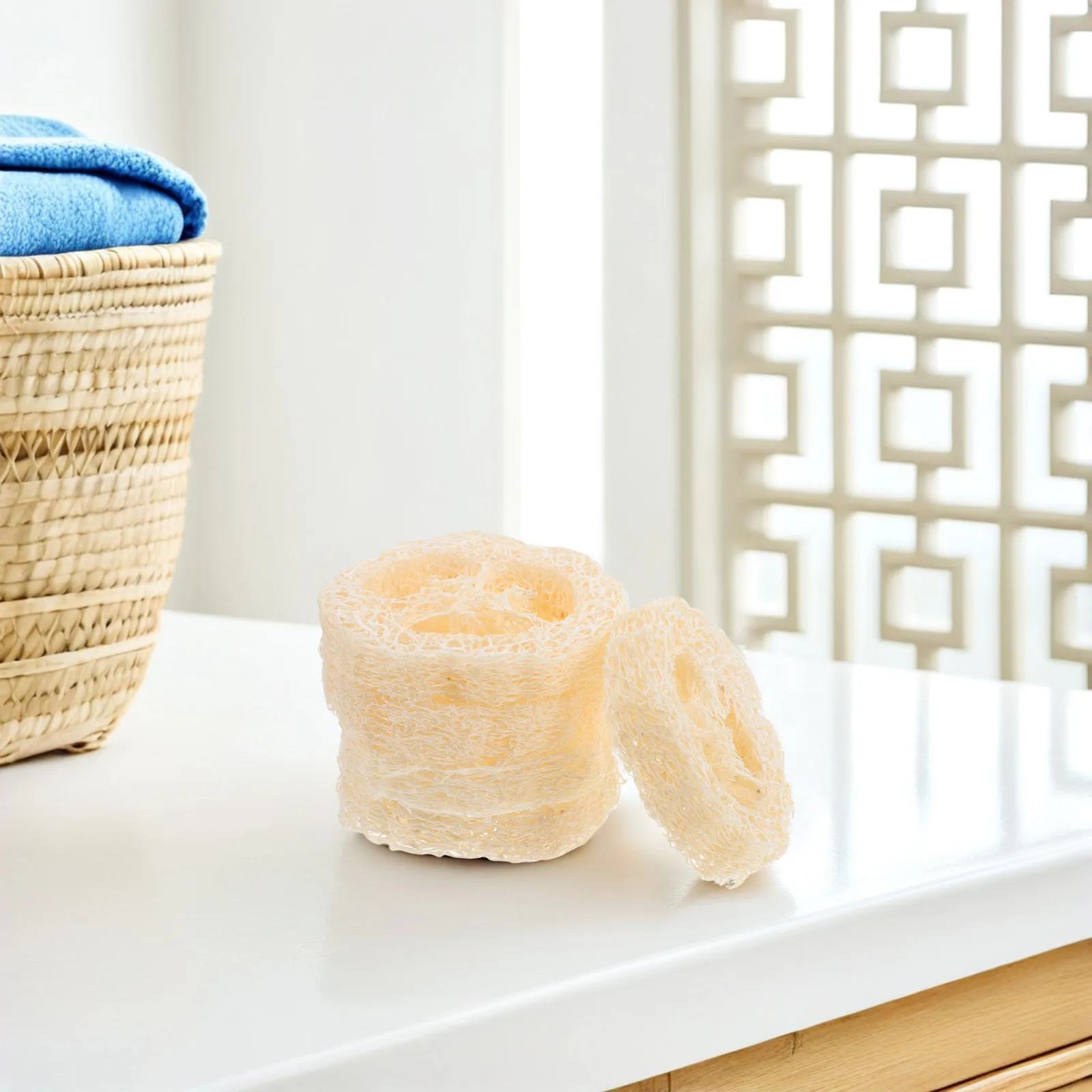 

5pcs Loofah Bath Sponge Exfoliating Cleansing Pad Preservation Shower Body Scrubber Natural Loofah Sponge Dish Washing Kitchen