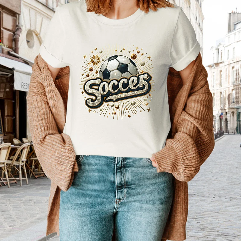 

Soccer Mom Print Solid Color Round Neck T-Shirt Women Short Sleeve Casual Daily Top