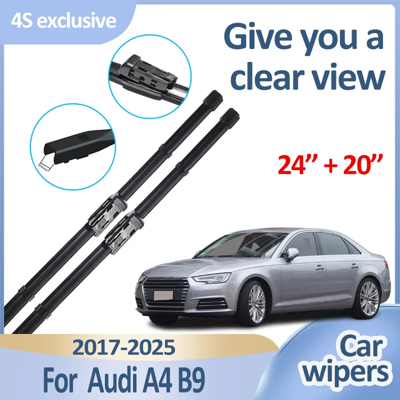 

Автомобильные передние щетки стеклоочистителя для Audi A4 B9, аксессуары 8 Вт 2017 2018-2025, прочные шумоподавляющие щетки стеклоочистителей, инструменты для полос