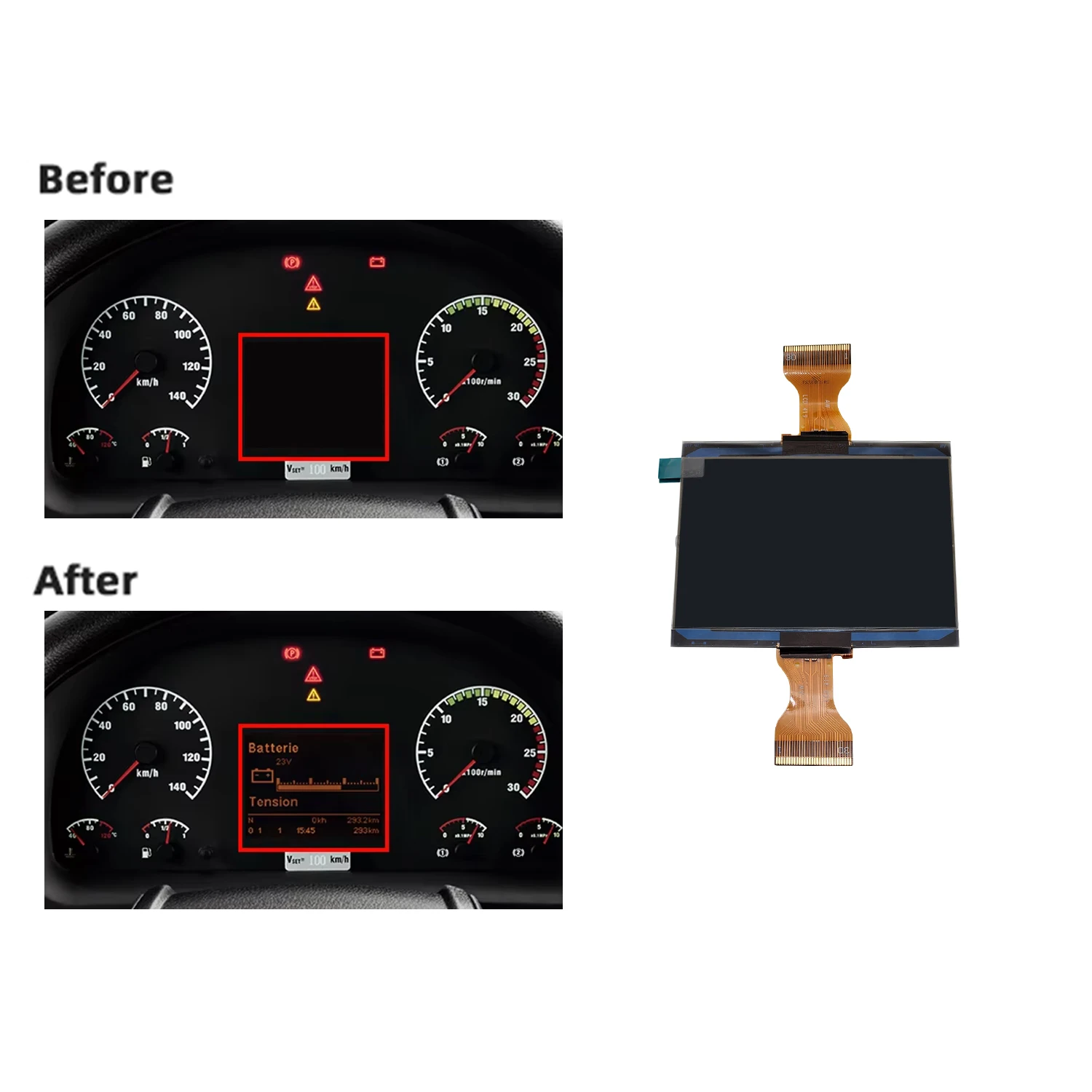 Auto Dashboard LCD Screen LCD Display for DAF LF / CF/ XF 45/55/75/85 /95/105 for Temsa MD7 Plus/ Speedometer Instrument Cluster