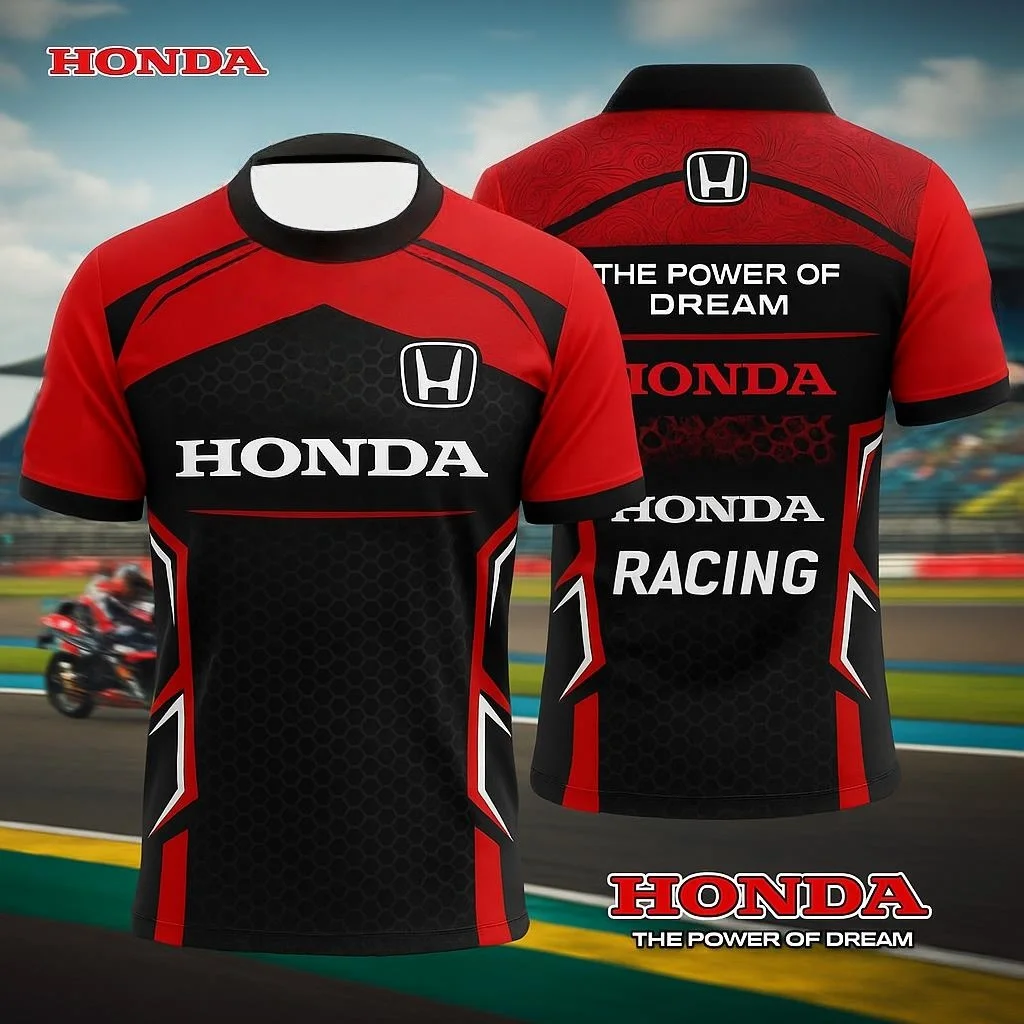 

Honda 2026, Новое поступление, рубашка поло в гоночном стиле для мужчин, удобная модная уличная повседневная уличная одежда, топ, трикотаж