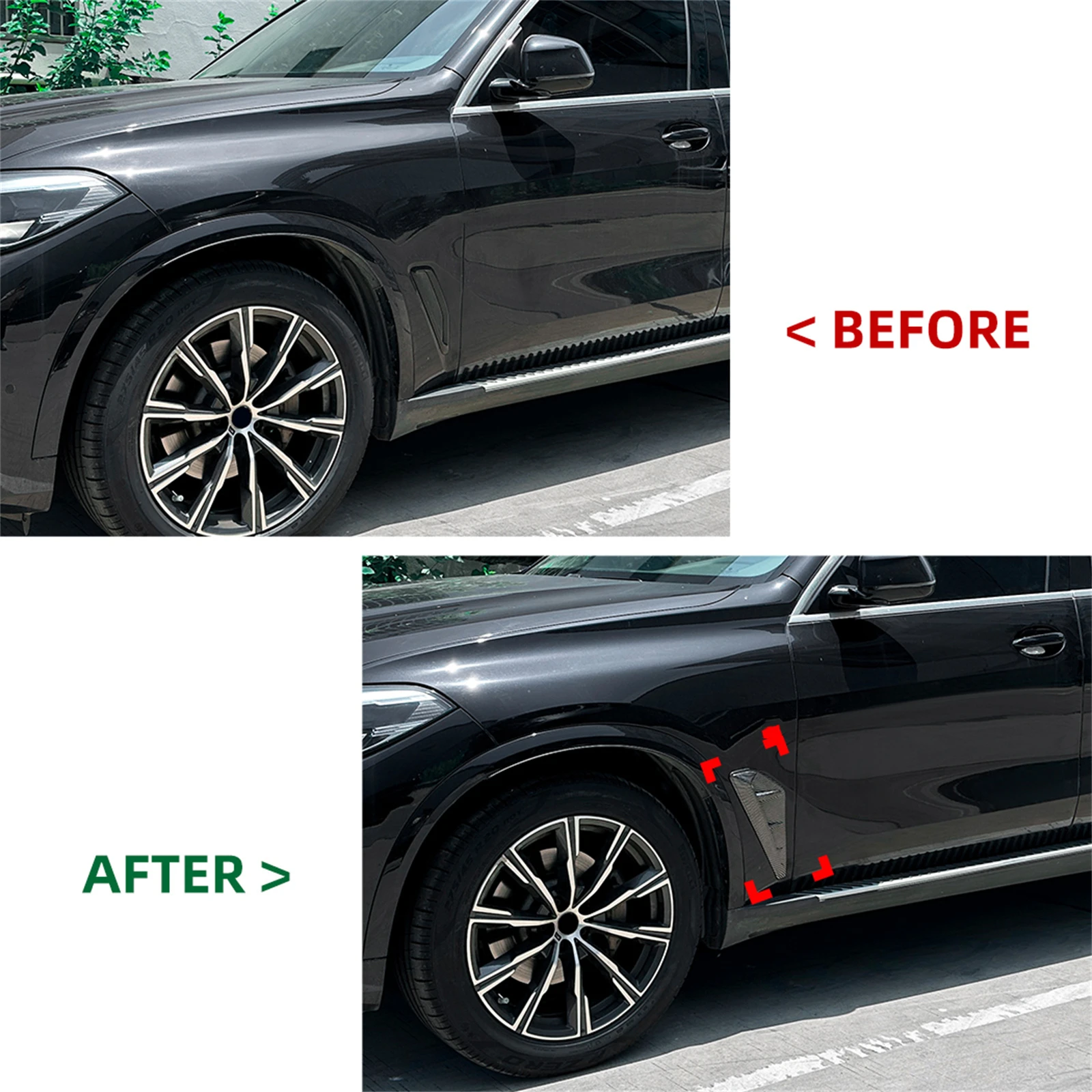 لسيارات BMW X5 G05 X5M F95 2019-2022 M الرياضة جسم السيارة الجانب الحاجز مصبغة تنفيس الهواء غطاء الكسوة Canard ألياف الكربون نظرة/أسود لامع