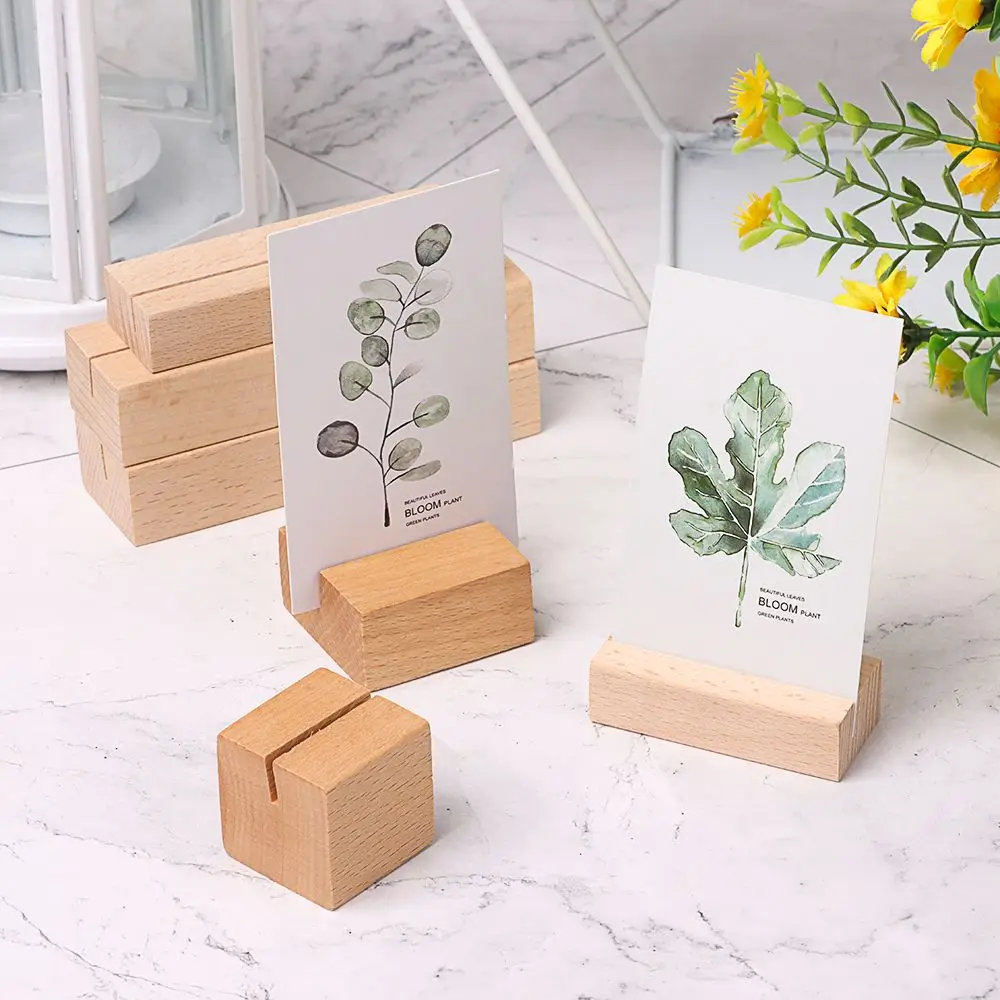 Wood Wedding Supplies Desktop Decoration Picture Cards Display Stand Photos Clips Place Card Clamps Stand Table Numbers Holder