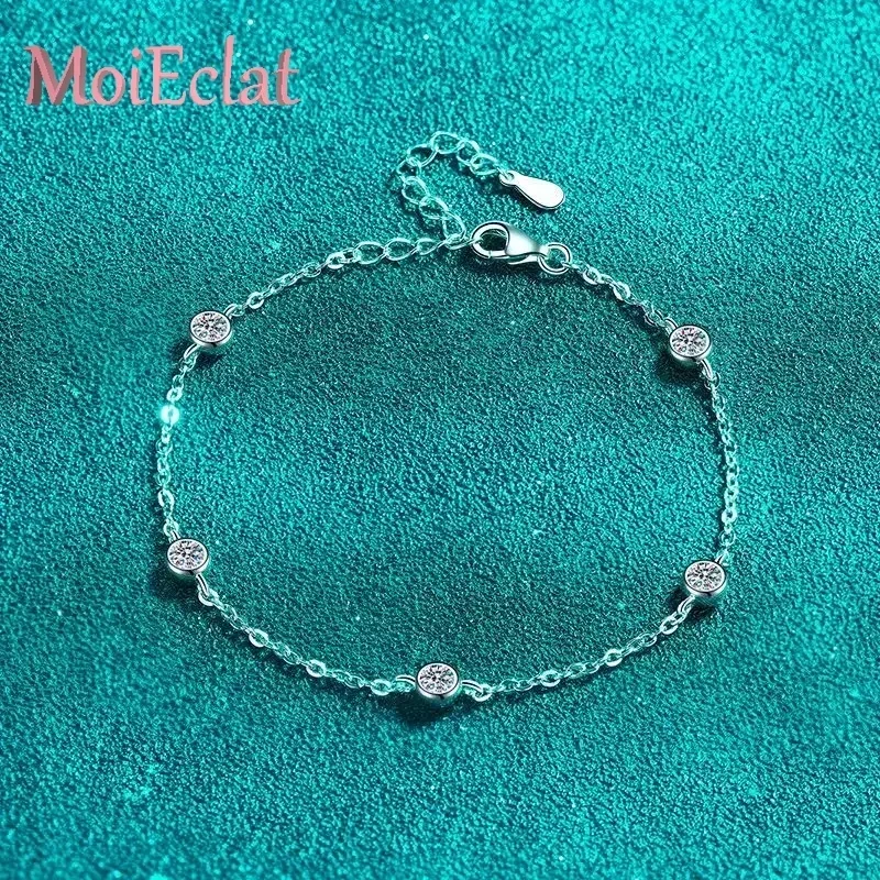 

Luxury Sparkling 0.5ct Moissanite Bubbles Bracelet, Platinum PT950 Classic Timeless Bracelets Women's Wedding Holiday Jewelry