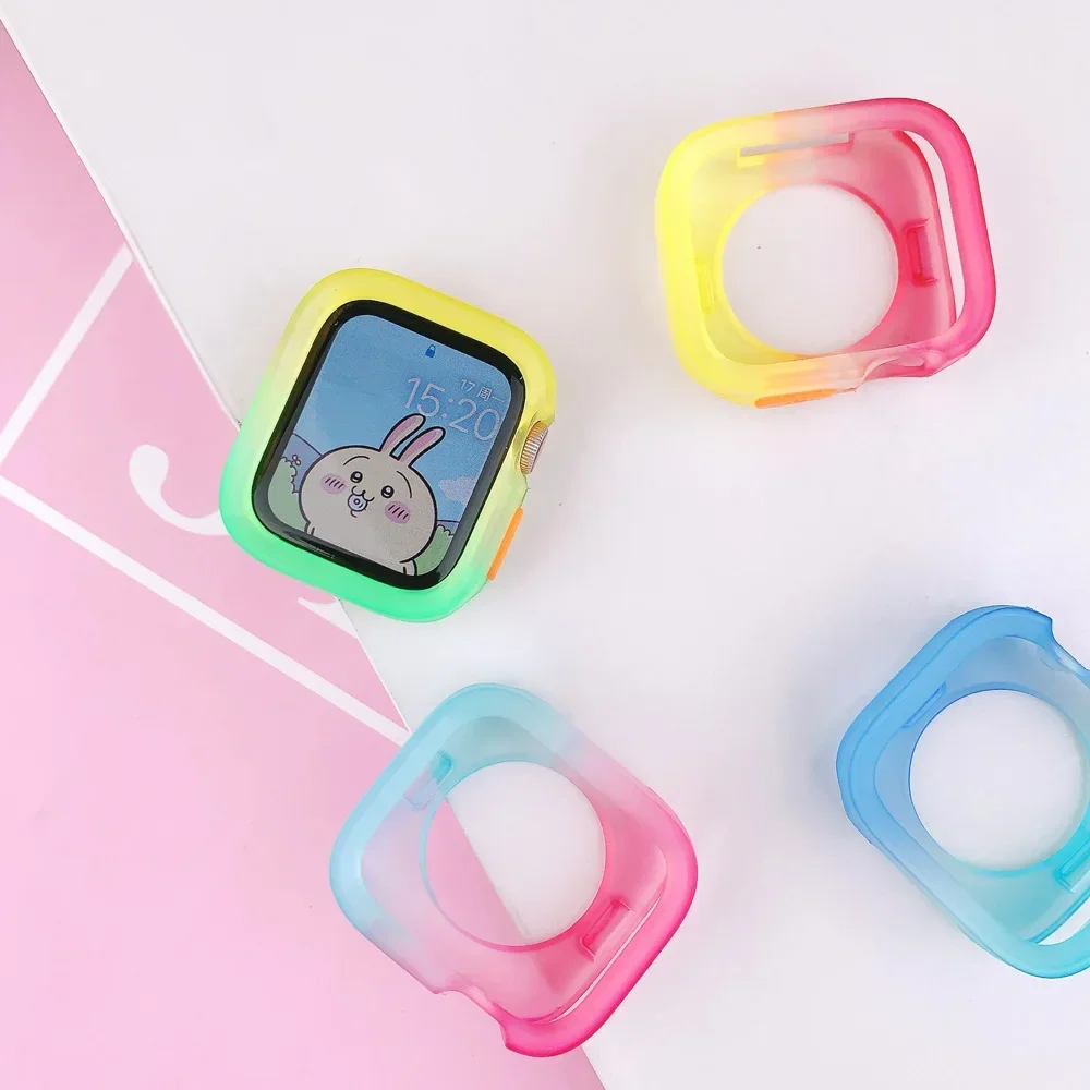 Jelly Silicone Case for Apple Watch 45mm 44MM 41MM 40MM TPU Cover Protection Bumper Shell For iWatch Series 9 8 7 6 SE 5 4 case