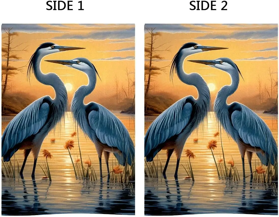 Garden Flags Double Sided Farmhouse Flag Two Blue Herons Standing Spring Fall Outside Yard Lawn Decor Holiday Flag for All Seaso