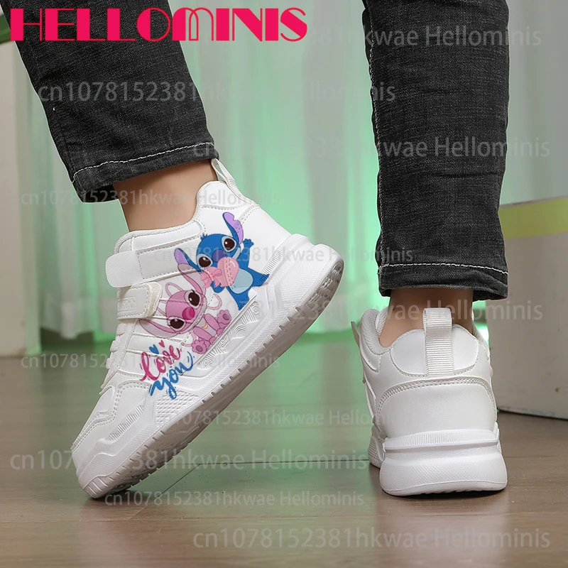 

stitch Children's shoes sports basketball shoes kid boys girls fashion high quality High top White casual board shoes