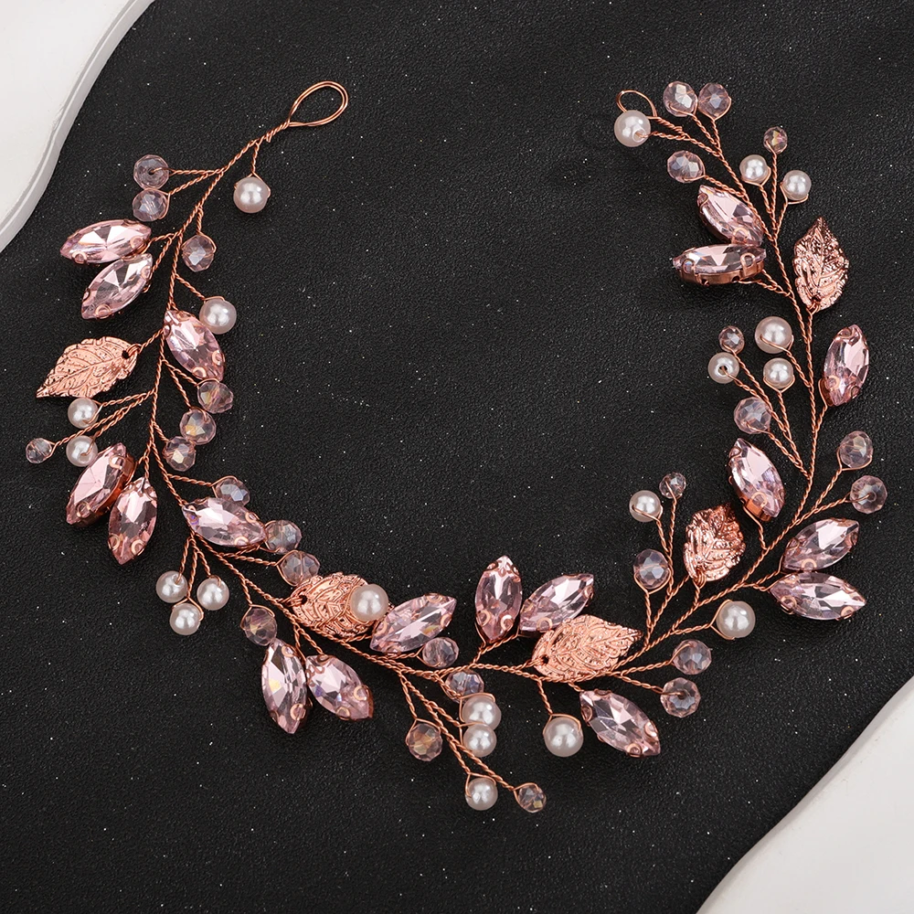 Gold Tiara Headband with Pink Crystal Accents - Women\'s Hair Accessory Amazon.com: NODG Rose Gold Tiaras and Crowns for Women Pink  main image 2