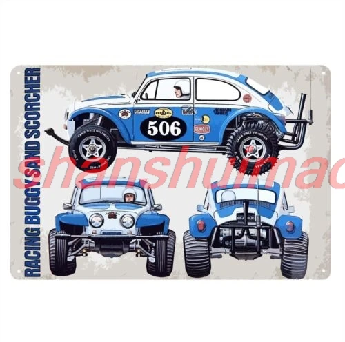 SHANSHUI Metal Poster Vintage Rc Car Tin Sign Plaque Tamiya Buggy Sand Scorcher 1pc