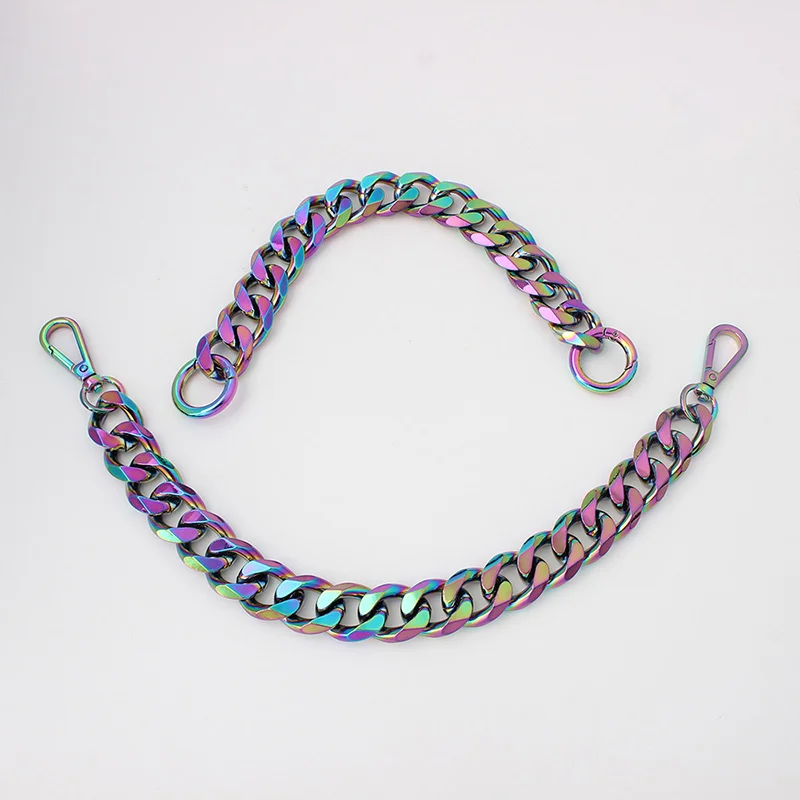 22mm 13mm Rainbow Aluminum Chain Light Weight Bags Purses Strap Accessory Wholesale 30-140CM Bag Chain Strap