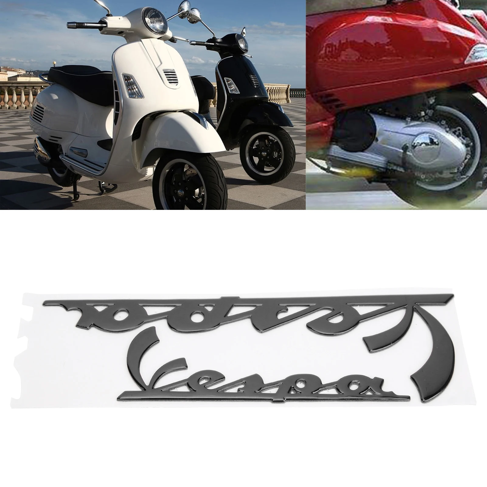 Emblem Sticker 3-Dimensional Decal for Vespa GTS300 LX125 LX150 IE Sprint Primavera 300 LX LXV SuperBlack