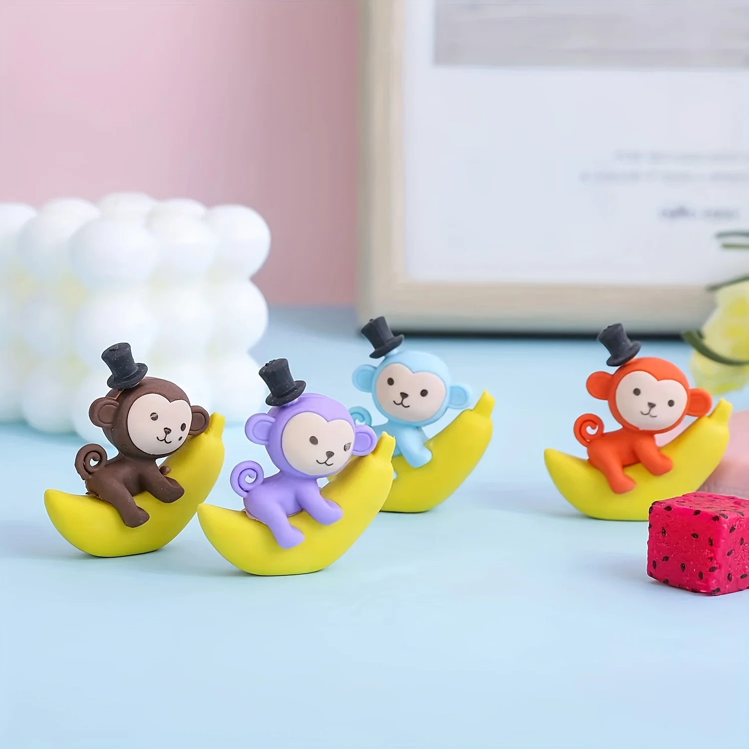 6pcs Cartoon Monkey Erasers, Rubber Monkey Erasers Office Desktop Supplies School Writing Correction Supplies Party Price Gifts