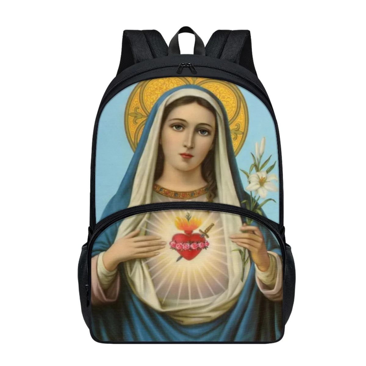 

FORUDESIGNS Holy Jesus Mary Design Backpacks Multi-Pocket Practical Students School Bags Easy Organize Lightweight Bags