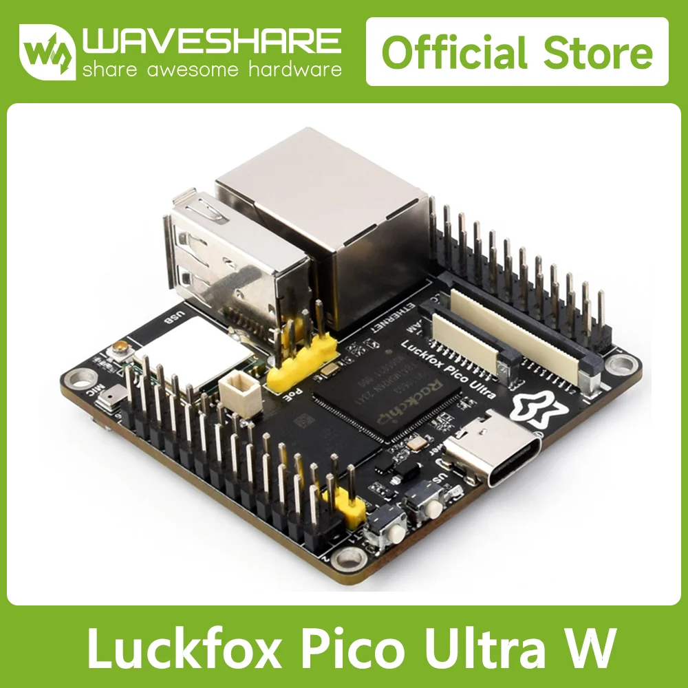 Luckfox Pico Ultra W Waveshare RV1106 Linux Micro Development Board, Integrates ARM Cortex-A7/RISC-V MCU/NPU/ISP