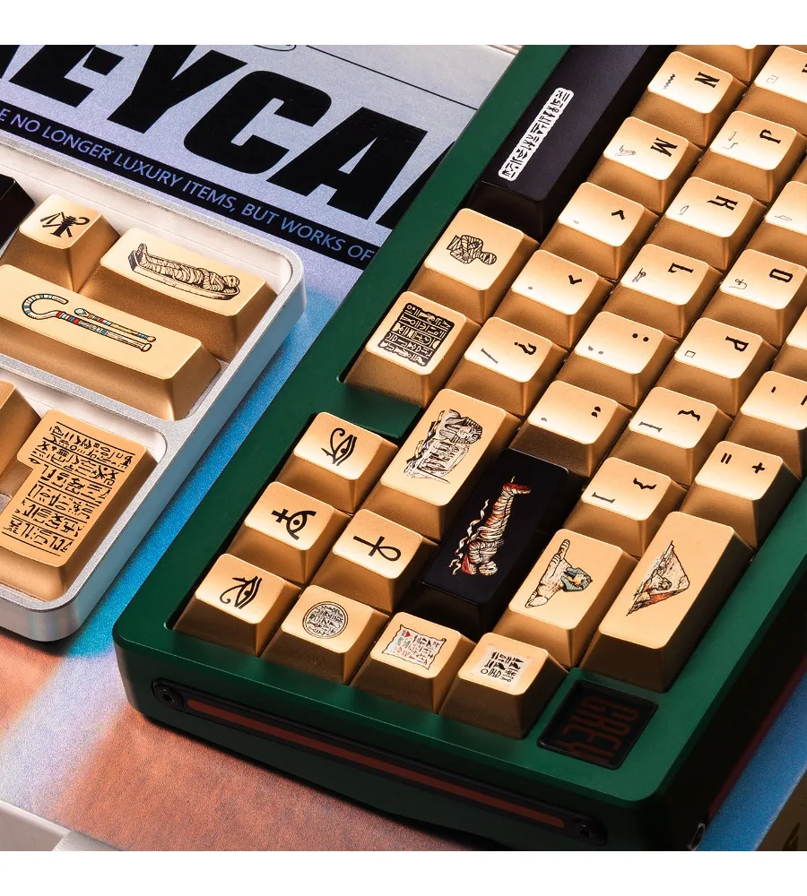 Egyptian Spray Metallic Black/Gold Mechanical Keyboard Keycaps Customized PBT Sublimation Original Factory Height