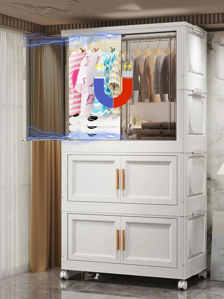 Foldable Multi-Layer Storage Box Bedroom Clothing Double Door Storage Cabinet Living Room Books Snacks Cabinet ﻿JJ626