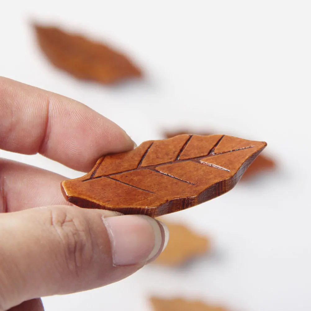 10Pcs Natural Wood Chopsticks Rests Leaf Design Spoon Fork Holder Tableware Rack Dining Table Decor Creative Utensil Stand