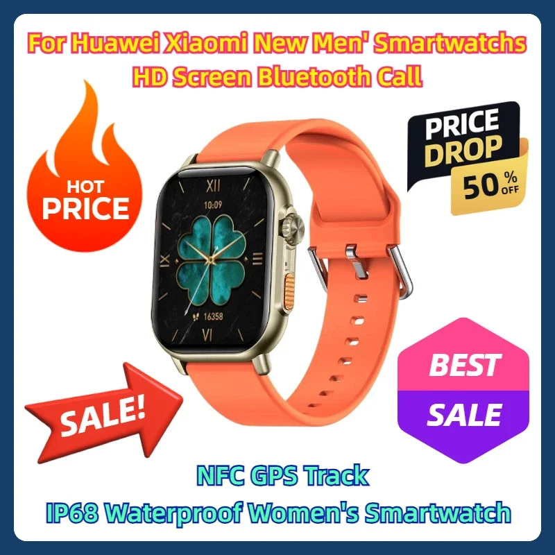 

For Huawei Xiaomi New Men' Smartwatchs 2.02inch AMOLED HD Screen Bluetooth Call NFC GPS Track IP68 Waterproof Women's Smartwatch