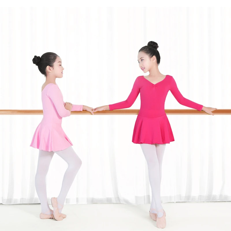 Children's dance dress Girls ballet one-piece dance dress crotch one-piece short sleeve test performance training dress