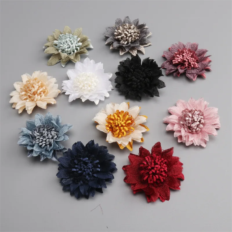 5 pcs/9 Colors Mini Chiffon Fabric Flower For Wedding Invitation Artificial Flowers For Dress Decoration