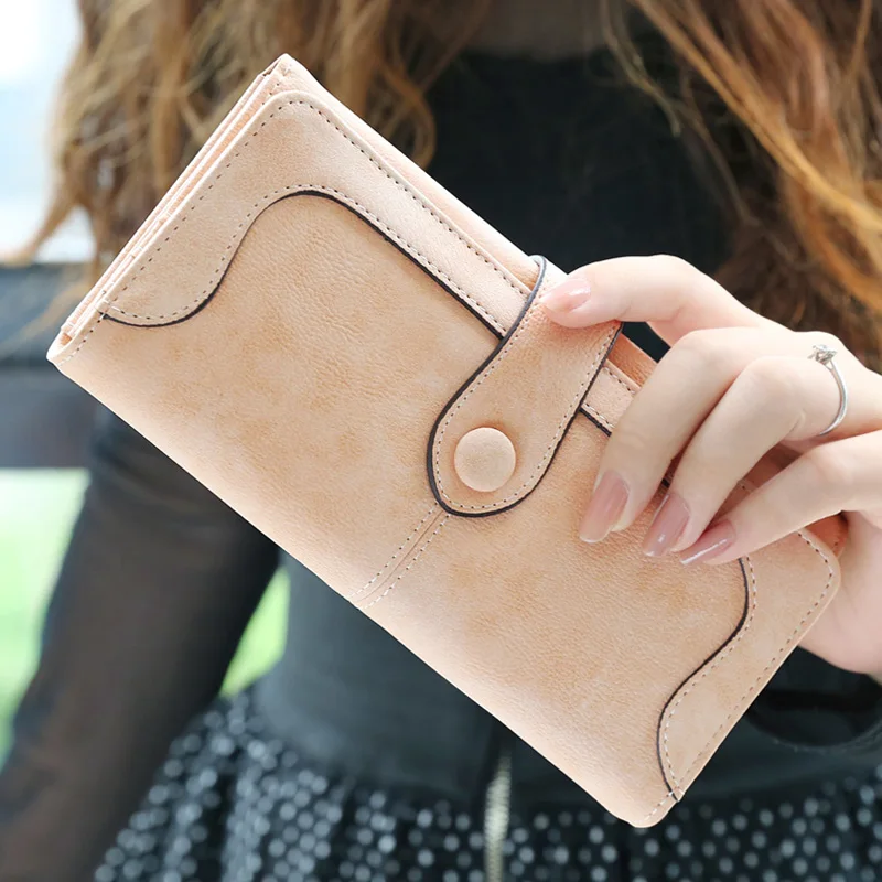 High Quality Long Women Wallet Nubuck Leather Ladies Purse With Coin Pocket Female Credit Card Holder Phone Clutch Bag
