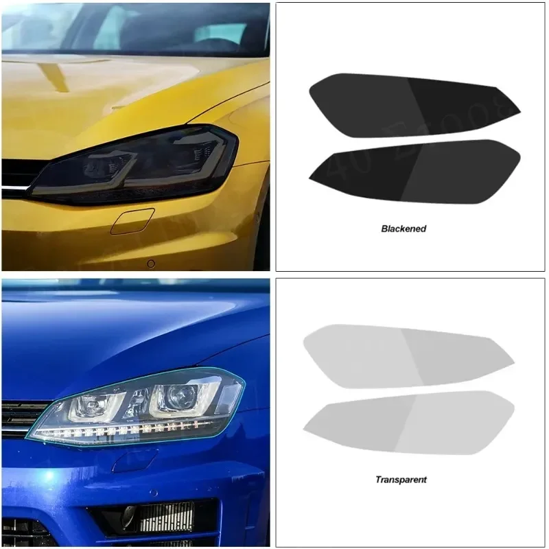 Para Volkswagen VW Golf 7 MK7 2012-2019 película protectora de faros accesorios de coche película transparente de TPU película negra de estaño