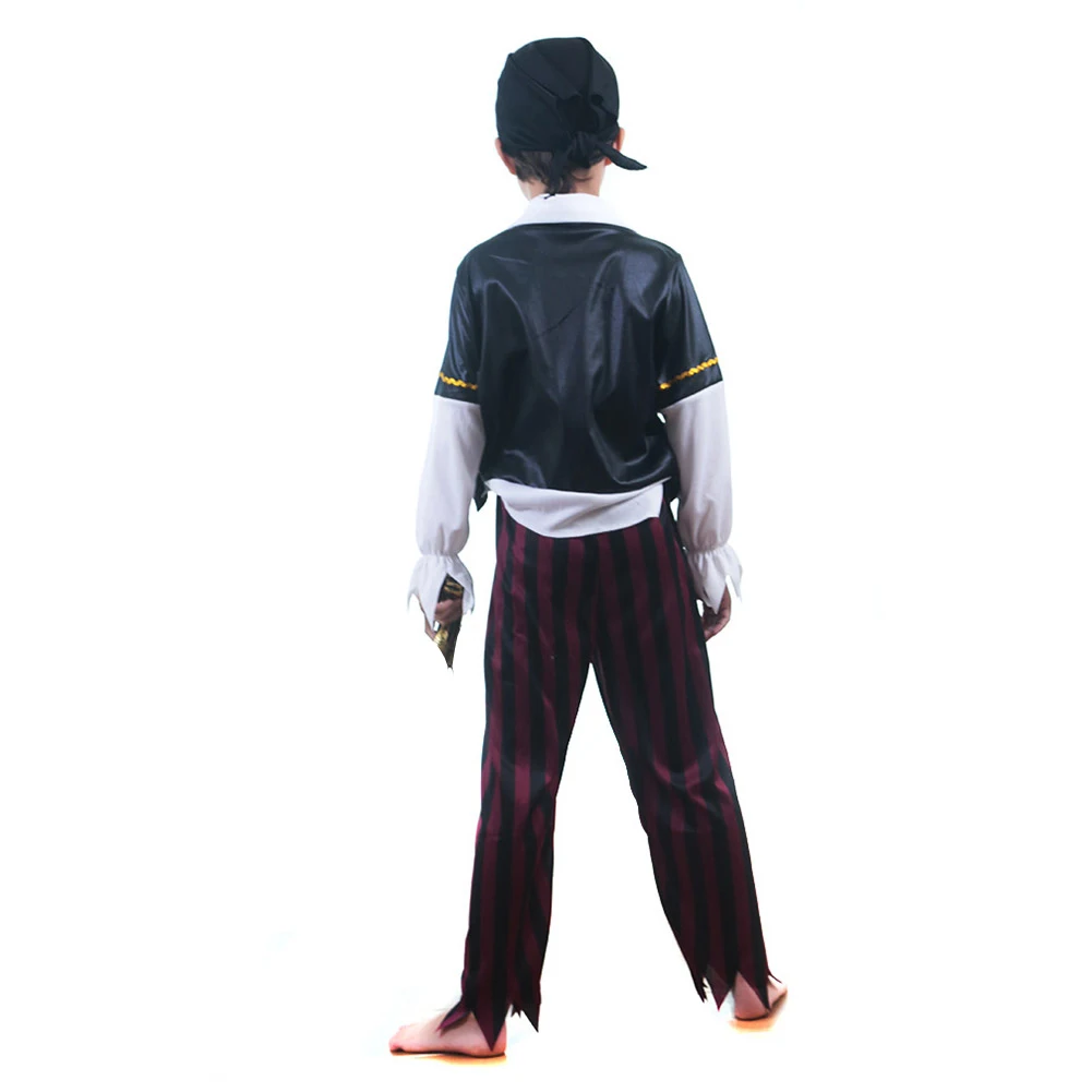 Piraat Cosplay Kids Boys Bandana Eye Mask Outfits Grappige Halloween Kostuum Vermomming Kind Roleplay Fantasia Outfits