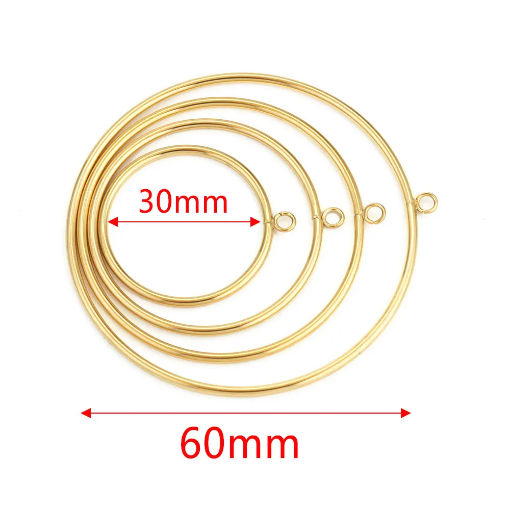 10pcs Stainless Steel Round Large Circle Ring Gold Plated Charms For DIY Earrings Conectors Jewelry Findings Parts Components