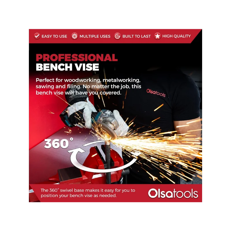 Olsa Bench Vise Tools, Giratória 360 °, 6"