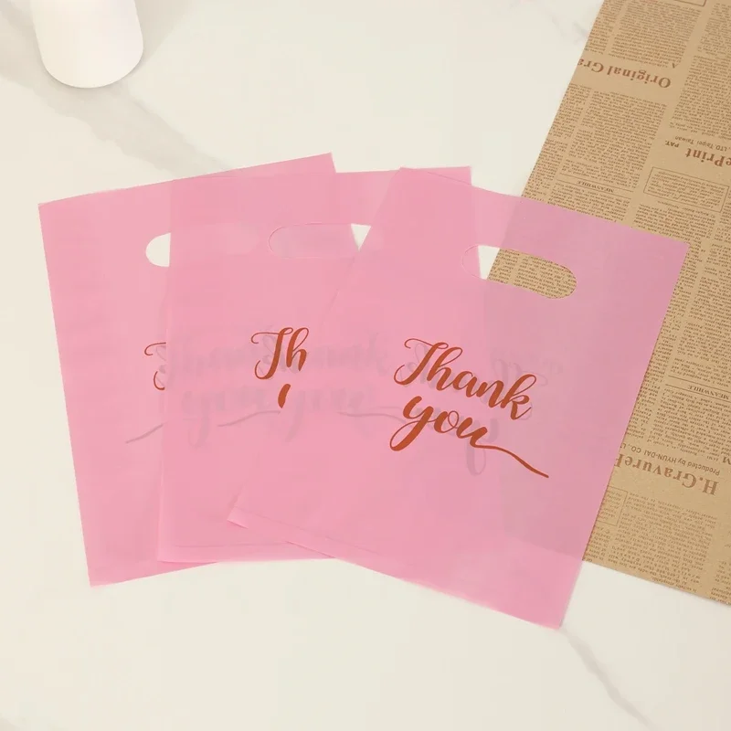 100 Stück Dankeschön-Geschenktüten aus Kunststoff, Einkaufstasche, Einkaufstasche, 20 x 30 cm, Geschenktüten, Geburtstag, Hochzeit, Party, Gastgeschenke, Süßigkeiten, Kekse, Verpackung – Detail 7