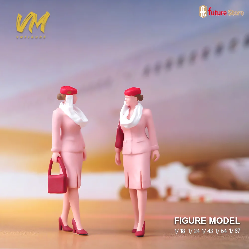 

Miniature Figure 1/87 1/64 1/43 1/24 1/18 The United Arab Emirates Airline Stewardess Walk Chat Dolls Creative Scene Props Decor