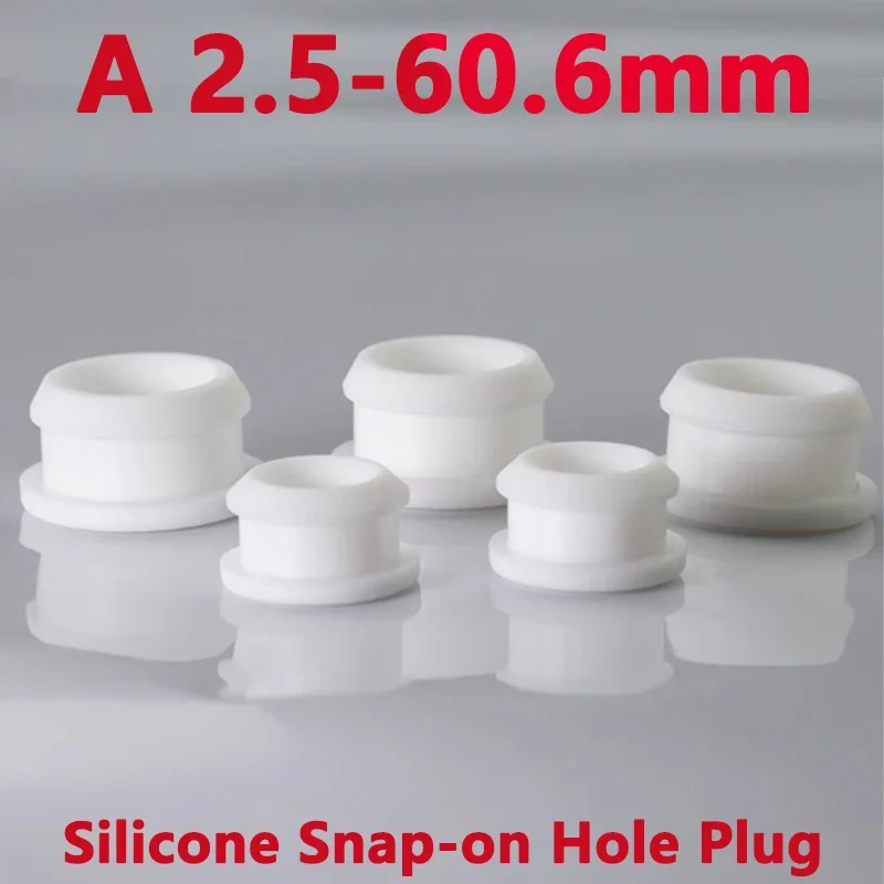

1-50Pcs 2.5-60.6mm White Conical Snap-on Silicone Rubber T Type Plug Blanking End Caps Tube Inserts Bung Proof High Temperature