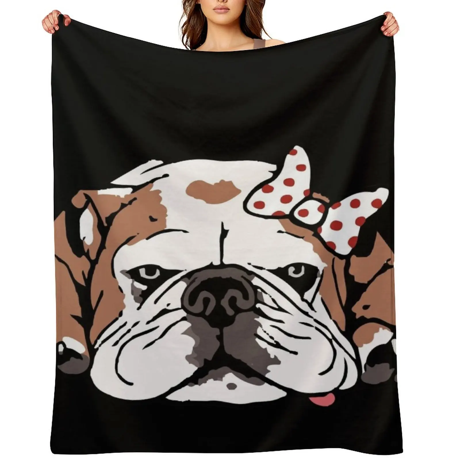 

Cute English Bulldog Lady Throw Blanket Hair Beach Kid'S Luxury Designer Blankets
