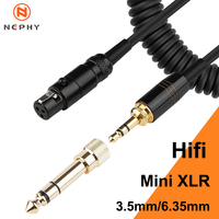 Dual use 3.5mm/6.35mm To Mini XLR Female Cable 1/4 1/8 Inch Jack Adapter 3 Pin Canon Connector Headphone Cable Audio Spring Cord