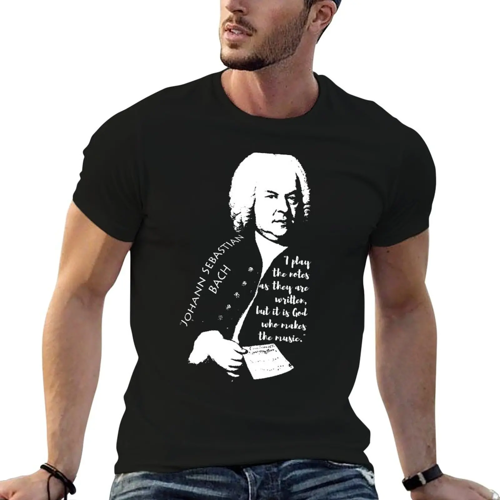 يوهان سيباستيان باخ تي شيرت تي شيرت للرجل جرافيك خمر تي شيرت للرجل حزمة القطن تي شيرت مصمم تي شيرت