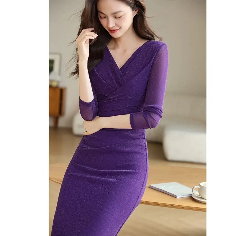 فساتين نسائية بأكمام طويلة فستان سهرة للحفلات الربيعية من الكتان ديزي مطرز برقبة قارب مقسمة بدون خصر وخصر منسدل