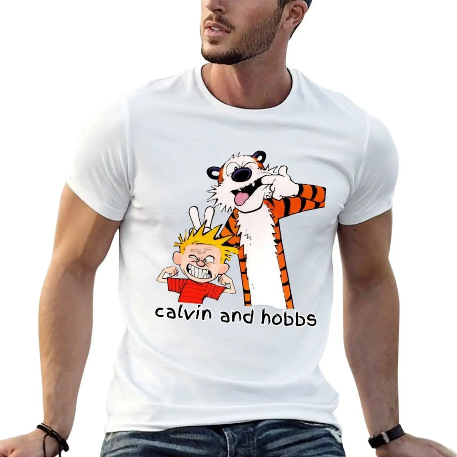 Calvin And Hobbs Calvin And Hobbs Calvin And Hobbs T-Shirt Basic Short Sleeve Cotton Blend T-Shirt