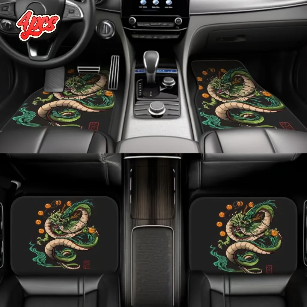 4pcs Dragon King Design Car Mats, Non-Slip, Waterproof, Interior Protection Accessories - Valentine's Day, The Perfect Men Gift