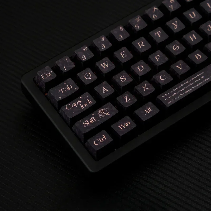 

Black Rose Keycap Original Height PBT Full Five-Sided Sublimation Adaptation 61/87/104/980 Mechanical Keyboard