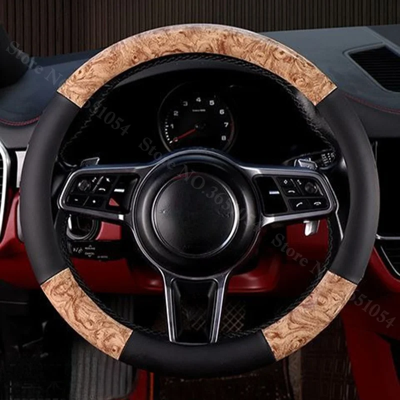 Big Truck Lorry Wood Grain Leather Steering Wheel Cover 38-50CM for Dongfeng SANY SCANIA IVECO ISUZU Volvo MAN Renault DAF Hino