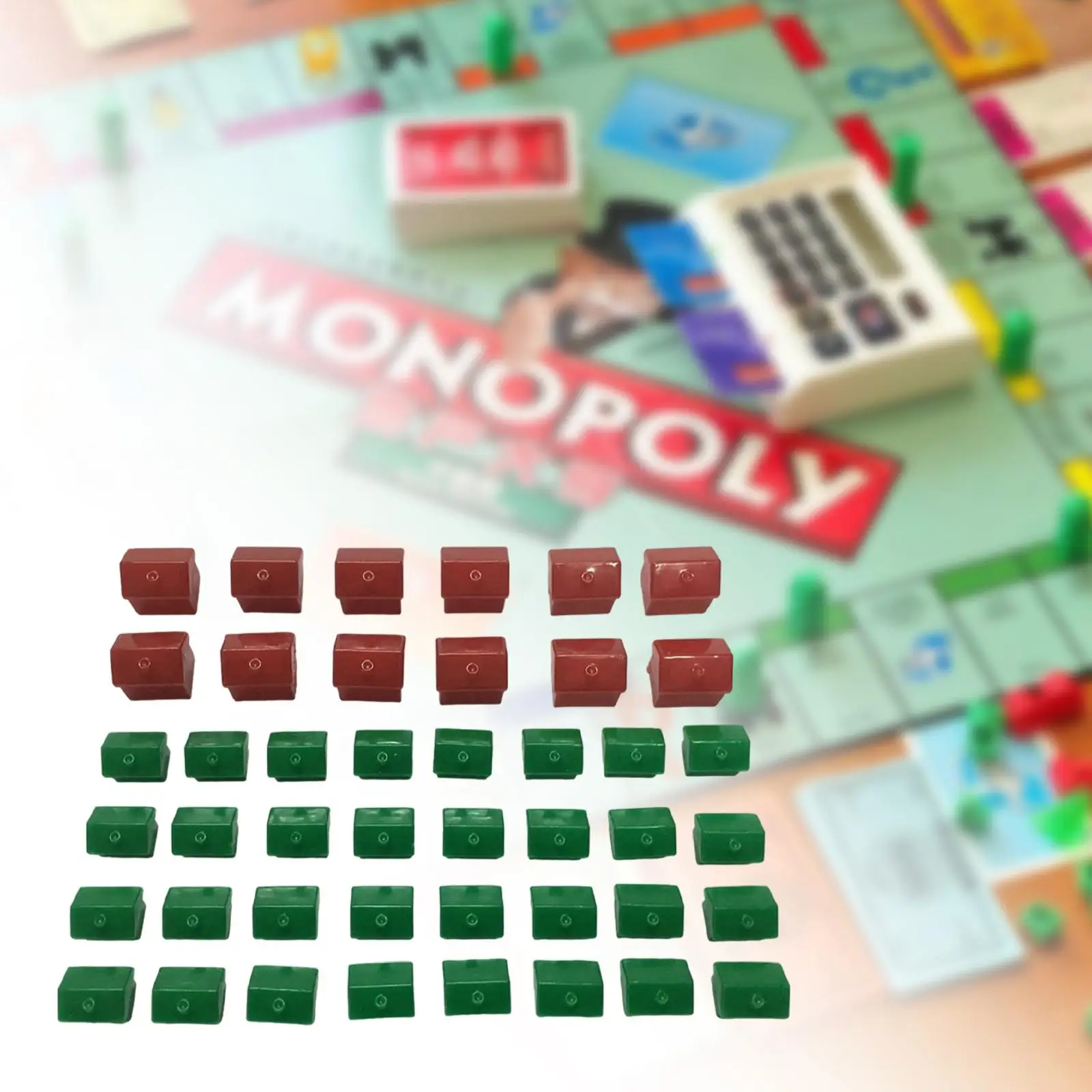 Hotel Game Replacement Pieces Hotels Houses Set Easy to Use Family Monopoly Replacement Pieces 12 Red Houses and 32 Green Houses