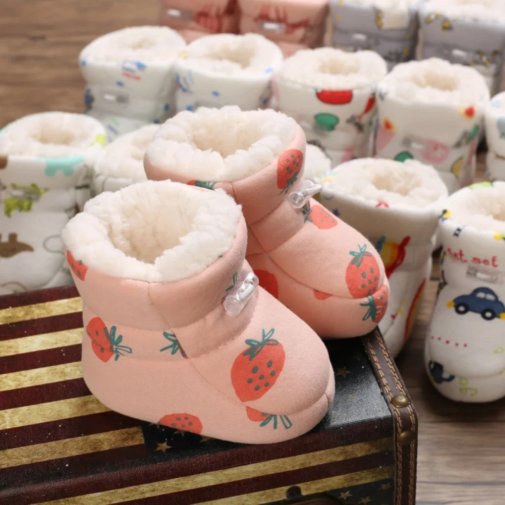 Snow Boots Winter Baby Fashion Warm Boots 0-18M Cartoon Printed Boot Baby Warm Boots Baby Winter Shoes