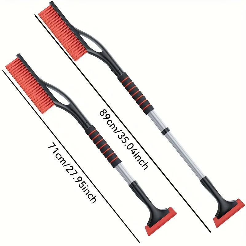 2-in-1 Extendable Winter Car Snow Removal Rake & Wide Brush, Heavy-Duty Manual Snow Shovel for Vehicle Driveway Roof, 55