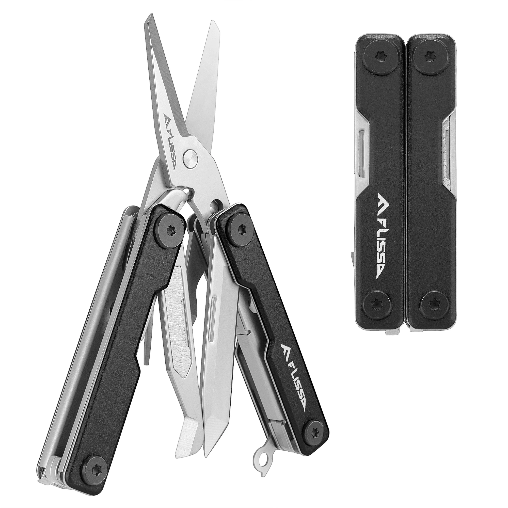 FLISSA  11in 1 Multitool Folding Scissors Pocket Mini Portable Stainless Steel Knife Outdoor Camping Knife Equation Decoration