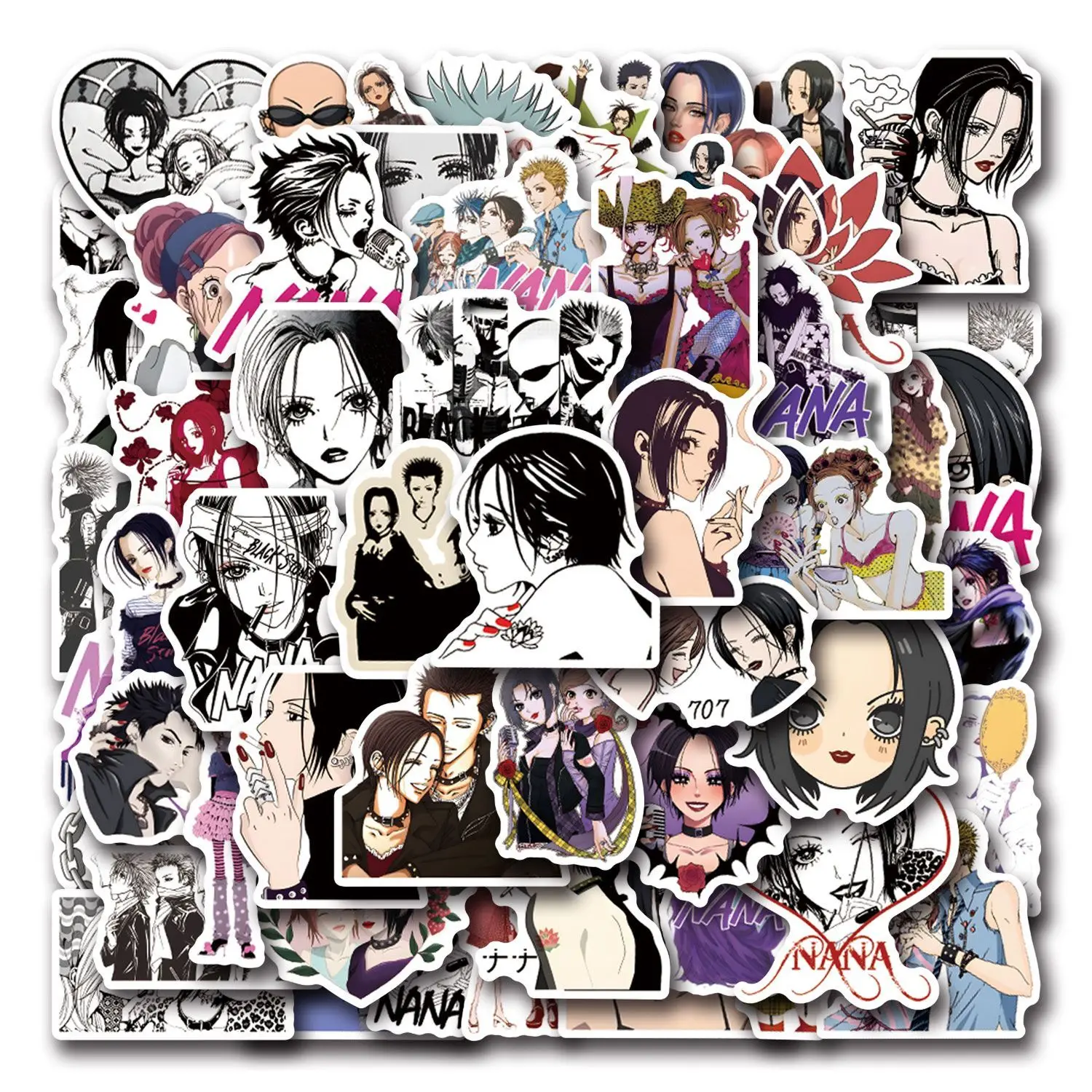 50PCS Japanische Mädchen Comics NANA Wasserdichte Cartoon Aufkleber Dekoration Notebook Mobile Gitarre Wasser Tasse Koffer Graffiti Spielzeug