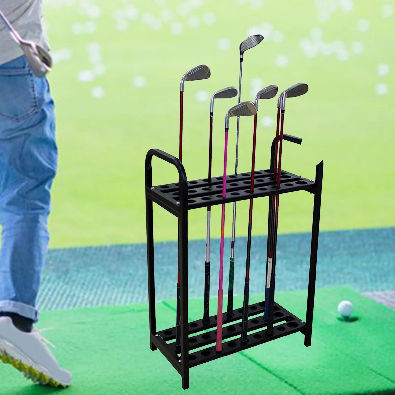 

Golf Club Rack Golf Putter Stand Holder for 27 Rods Metal Shelf for Home Office, Garage, Golf Course Practice Supplies