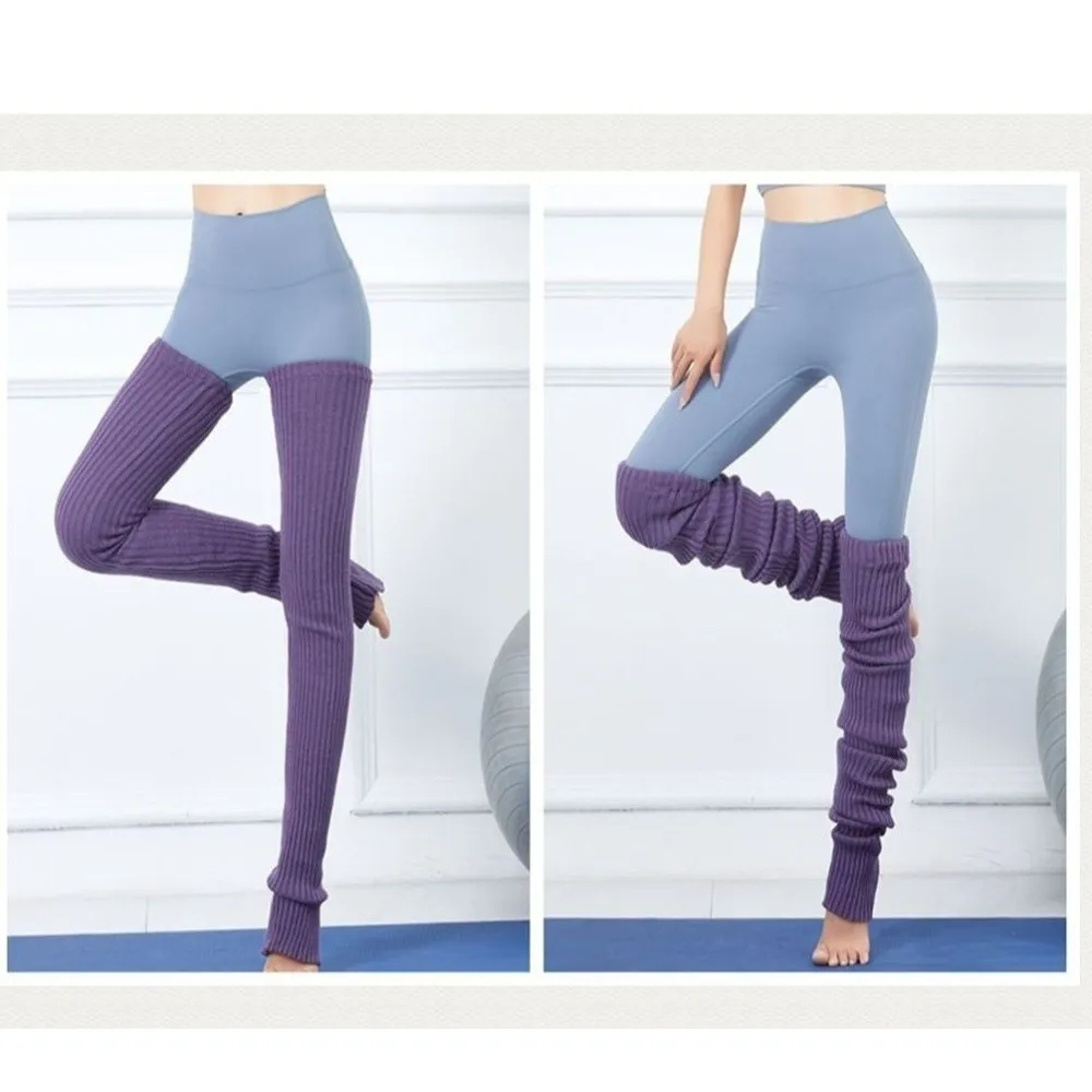 Comfortable Knitted Leg Warmers Over Knee Solid Color Ballet Warm Up Socks 90cm Thigh High Stockings Ballet Practice