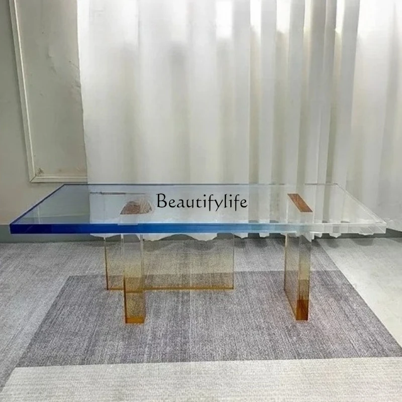 

Acrylic Gradient Coffee Table Modern Living Room Sofa Side Table Villa Exhibition Hall Designer Tea Table