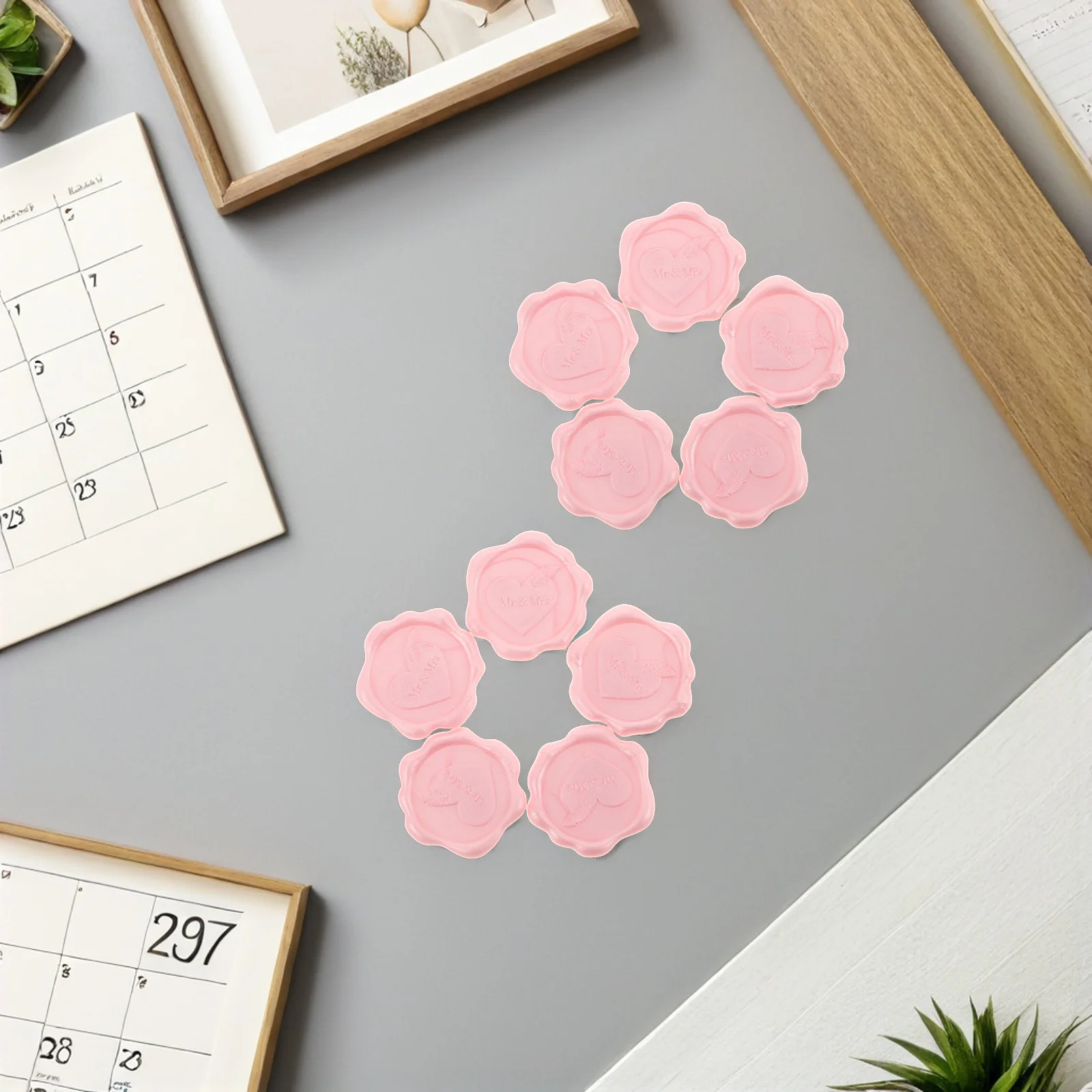 50Pcs Heart Pattern Wedding Wax Seals Self Adhesive Stickers for Invitations Envelopes Holiday Cards Wrapping Decorations