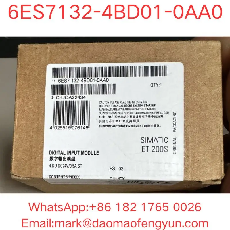 

6ES7132-4BD01-0AA0 Brand New SIMATIC DP, 5 ELECTRON. MODULES FOR ET 200S